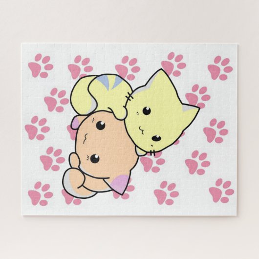 Puzzelroze pokken katten Kittens Legpuzzel (Horizontaal)