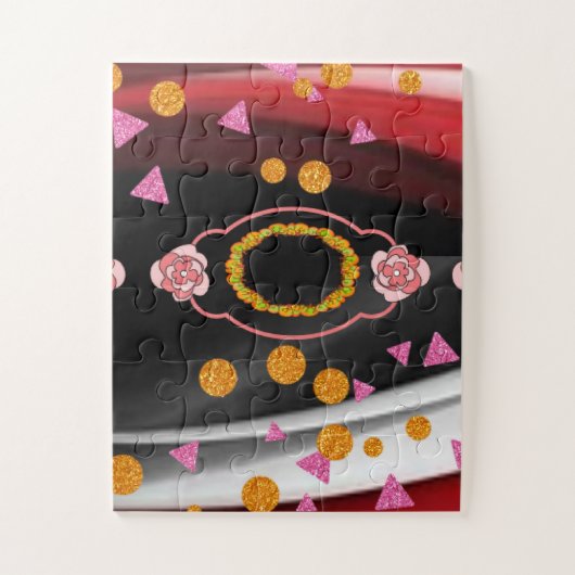 Puzzels Abstract Rood Zwart Wit (Verticaal)