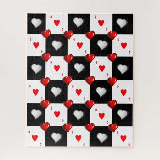Puzzels Ace Hearts, kaarten spelen Rode harten (Verticaal)