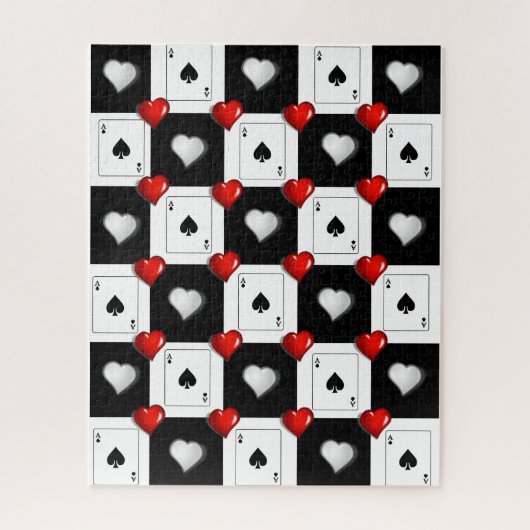 Puzzels Ace Spades, speelkaarten, harten (Verticaal)
