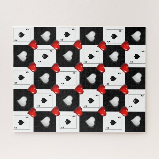 Puzzels Ace Spades, speelkaarten, harten (Horizontaal)