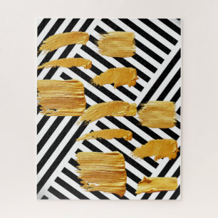 Puzzels Black & White Stripe Gold