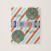 Puzzels Blauw Oranje Streep Azteken (Verticaal)