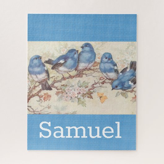 Puzzels Blauwe Vogels Vintage (Verticaal)