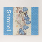 Puzzels Blauwe Vogels Vintage (Horizontaal)