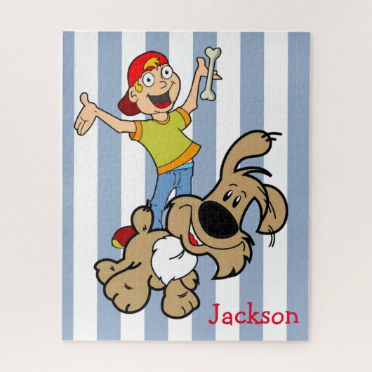 Puzzels Blue & White Stripe Dog Bone Boy (Verticaal)