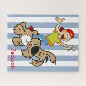 Puzzels Blue & White Stripe Dog Bone Boy (Horizontaal)