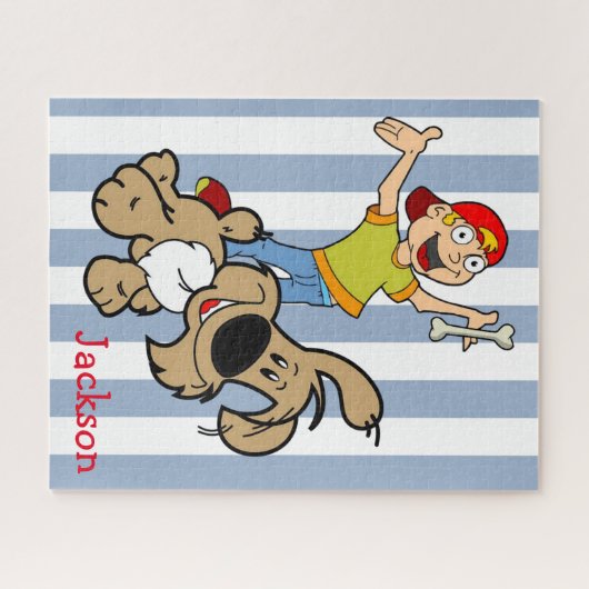 Puzzels Blue & White Stripe Dog Bone Boy (Horizontaal)