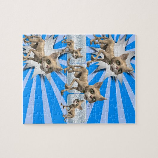 Puzzels Cat Kitten Meow Blue (Horizontaal)