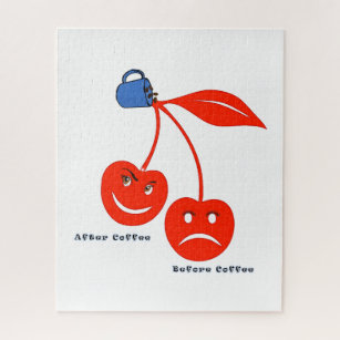 Puzzels Cherries voor en na koffie