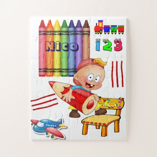 Puzzels Crayons Vliegtuig Treinen Getallen (Verticaal)