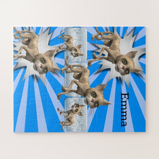 Puzzels Floral 3d Katten Blauwe Grijs (Horizontaal)