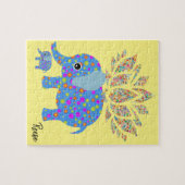 Puzzels Floral Colorful Blue Elephant Yellow (Horizontaal)