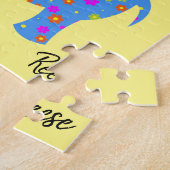 Puzzels Floral Colorful Blue Elephant Yellow (Zijkant)