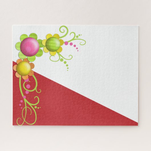 Puzzels Floral Red driehoek (Horizontaal)