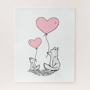 Puzzels Foxy Roze Harten Fijne Valentijnsdag
