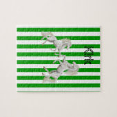 Puzzels Green and White Stripe White Horse (Horizontaal)