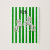 Puzzels Green and White Stripe White Horse (Verticaal)