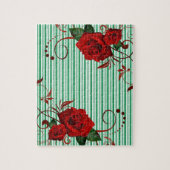 Puzzels Green White Stripe Red Rose (Verticaal)