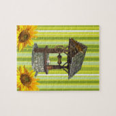 Puzzels Green Yellow White Stripe, Sunflower Birds (Horizontaal)