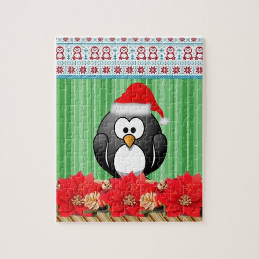 Puzzels Groene Streep, Pinguïn Kerstmis (Verticaal)