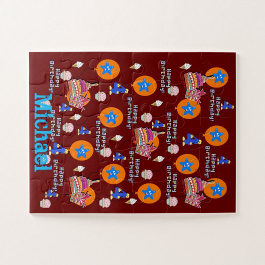 Puzzels, Happy 4th Birthday, #4 Birthday Dark Re Legpuzzel (Horizontaal)