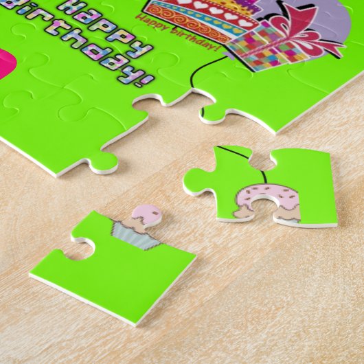 Puzzels, Happy 5th Birthday, #5 Birthday Green Legpuzzel (Zijkant)