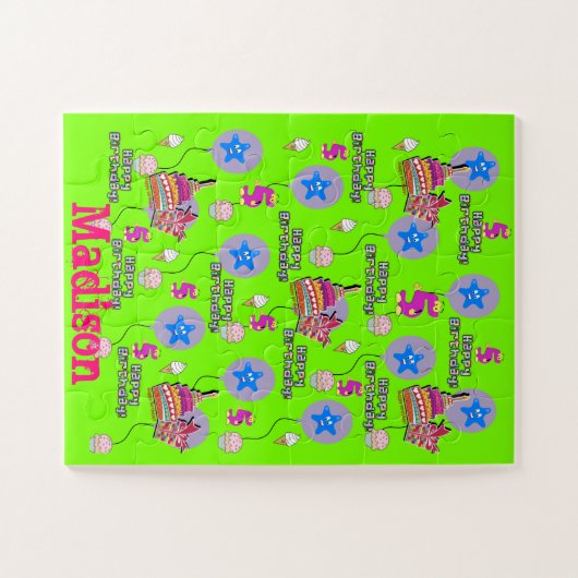 Puzzels, Happy 5th Birthday, #5 Birthday Green Legpuzzel (Horizontaal)