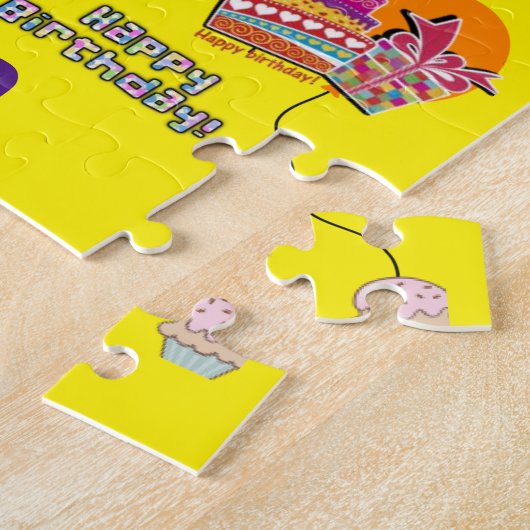 Puzzels, Happy 6th Birthday, #6 Birthday Yellow Legpuzzel (Zijkant)