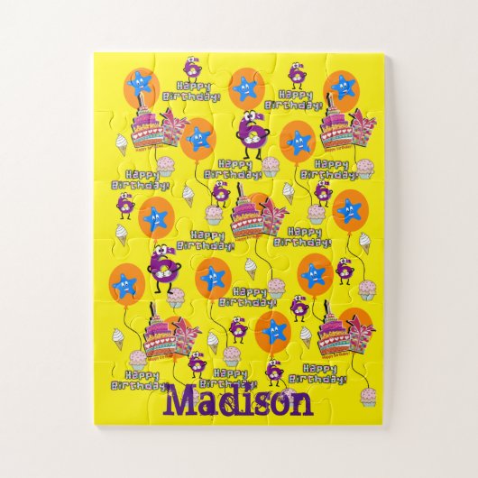 Puzzels, Happy 6th Birthday, #6 Birthday Yellow Legpuzzel (Verticaal)