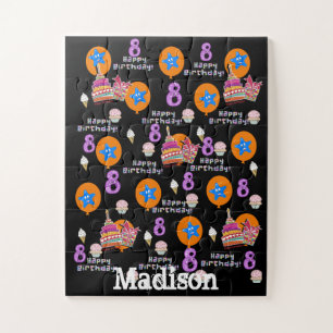 Puzzels, Happy 8th Birthday, #8 Birthday Black Legpuzzel