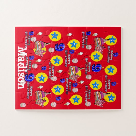 Puzzels, Happy 8th Birthday, #8 Birthday Red Legpuzzel (Horizontaal)