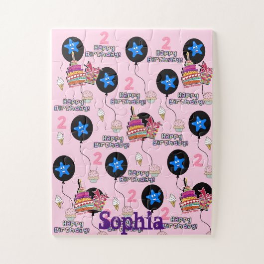 Puzzels, Happy Birthday, #2e roze Legpuzzel (Verticaal)