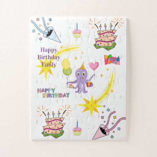 Puzzels, Happy Birthday Octopus Cupcake Legpuzzel (Verticaal)