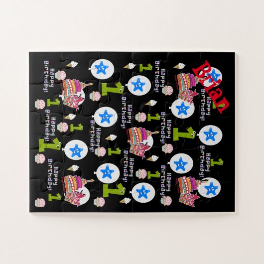 Puzzels, Happy First Birthday, #1 Birthday Black Legpuzzel (Horizontaal)