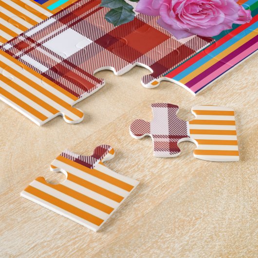 Puzzels Happy Stripe Plaid Katten Waanzinnig Leuk (Zijkant)