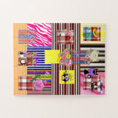 Puzzels Happy Stripe Plaid Katten Waanzinnig Leuk (Horizontaal)