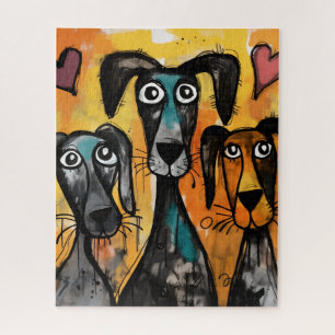 Puzzels Hond Rode Harten Gelukkig Valentijnsdag