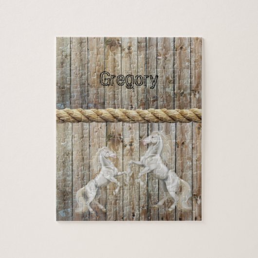 Puzzels Houten Witte Paarden (Verticaal)