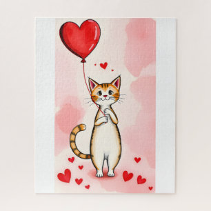 Puzzels Kat Rode Harten Gelukkig Valentijnsdag