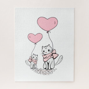 Puzzels Kat Roze Harten Fijne Valentijnsdag