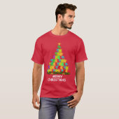 Puzzels Kerstboom Vrolijk Kerstmeisje T-shirt (Voorkant volledig)
