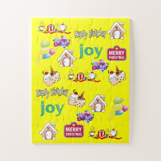 Puzzels Kleurrijke Gelukkige Verjaardag Vrolijk Ke (Verticaal)