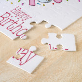 Puzzels Kleurrijke Happy Birthday Vieren Roze (Zijkant)