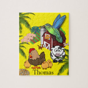 Puzzels Koe Chicken Bird Kitten Dog