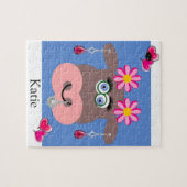 Puzzels Koe Roze bloemen (Horizontaal)