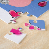 Puzzels Koe Roze Bloemen Bloemig (Zijkant)