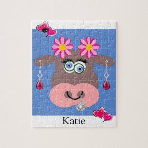 Puzzels Koe Roze Bloemen Bloemig