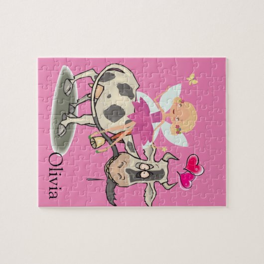 Puzzels Koe roze harten (Horizontaal)