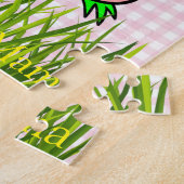 Puzzels Koe Zonnebloem Wolken Roze Geruit (Zijkant)